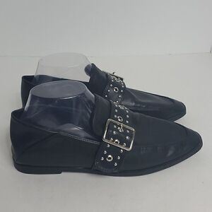 Vintage Havana Maureen Faux Leather Studded Buckle Slip on Mules size 8.5